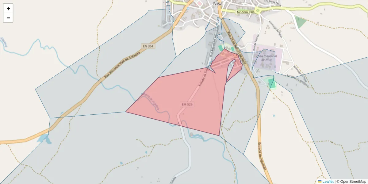 Mapa detalhado do código postal 6050-344 com limites, códigos postais vizinhos e agências dos correios