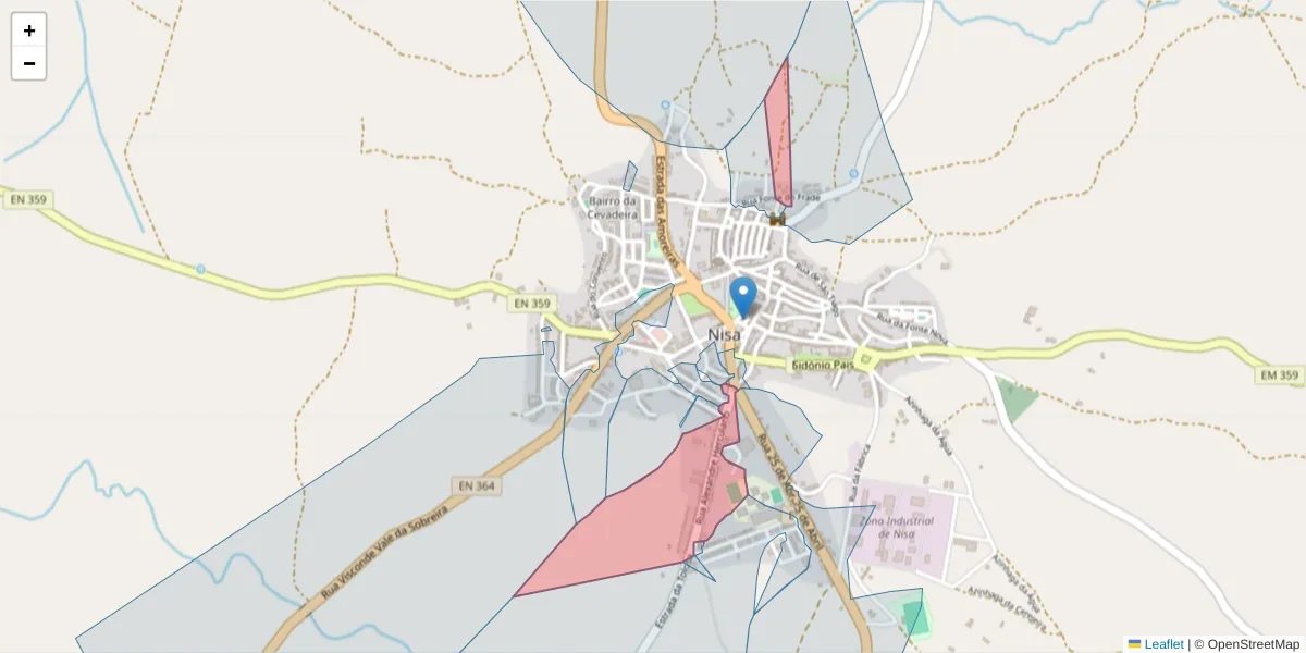 Mapa detalhado do código postal 6050-346 com limites, códigos postais vizinhos e agências dos correios