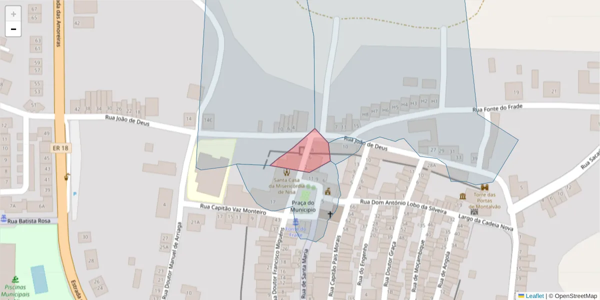 Mapa detalhado do código postal 6050-357 com limites, códigos postais vizinhos e agências dos correios