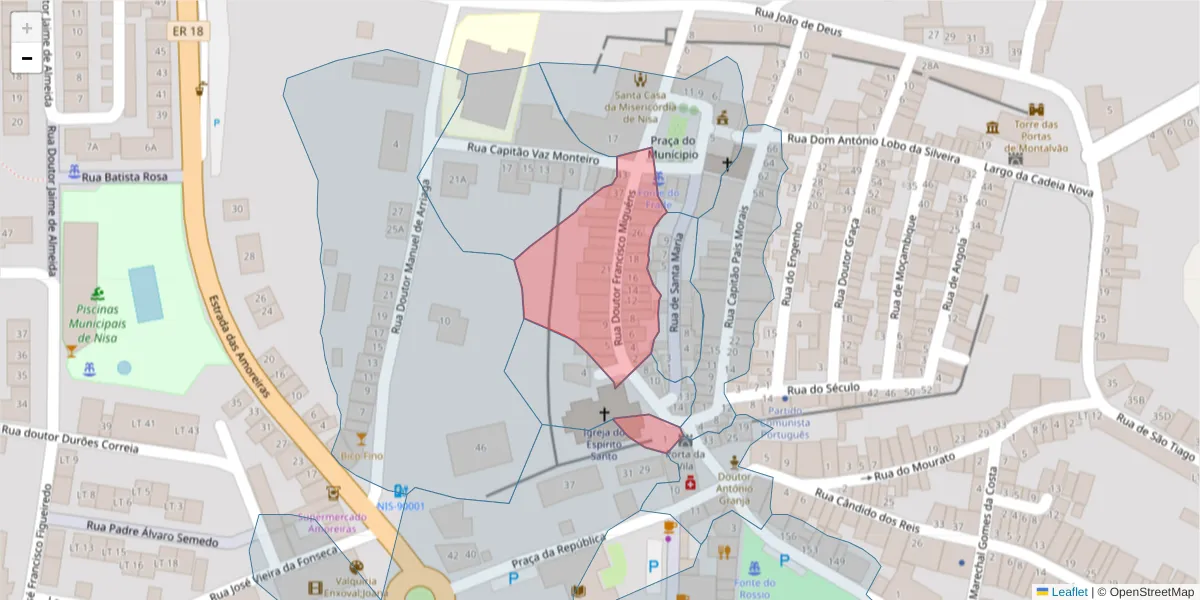 Mapa detalhado do código postal 6050-359 com limites, códigos postais vizinhos e agências dos correios