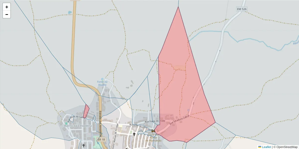 Mapa detalhado do código postal 6050-362 com limites, códigos postais vizinhos e agências dos correios
