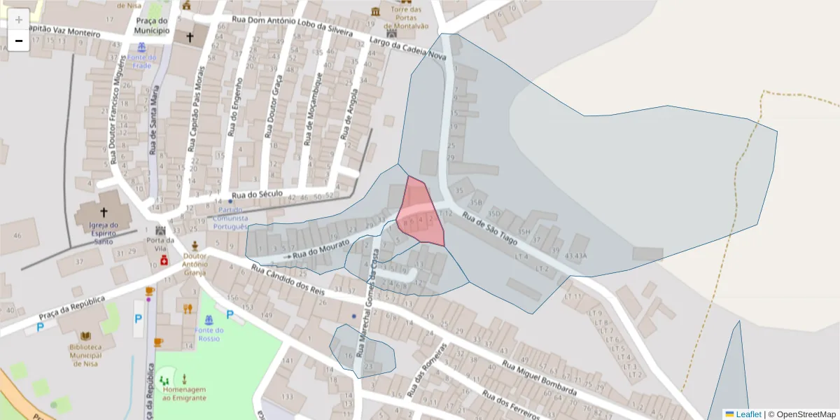 Mapa detalhado do código postal 6050-364 com limites, códigos postais vizinhos e agências dos correios