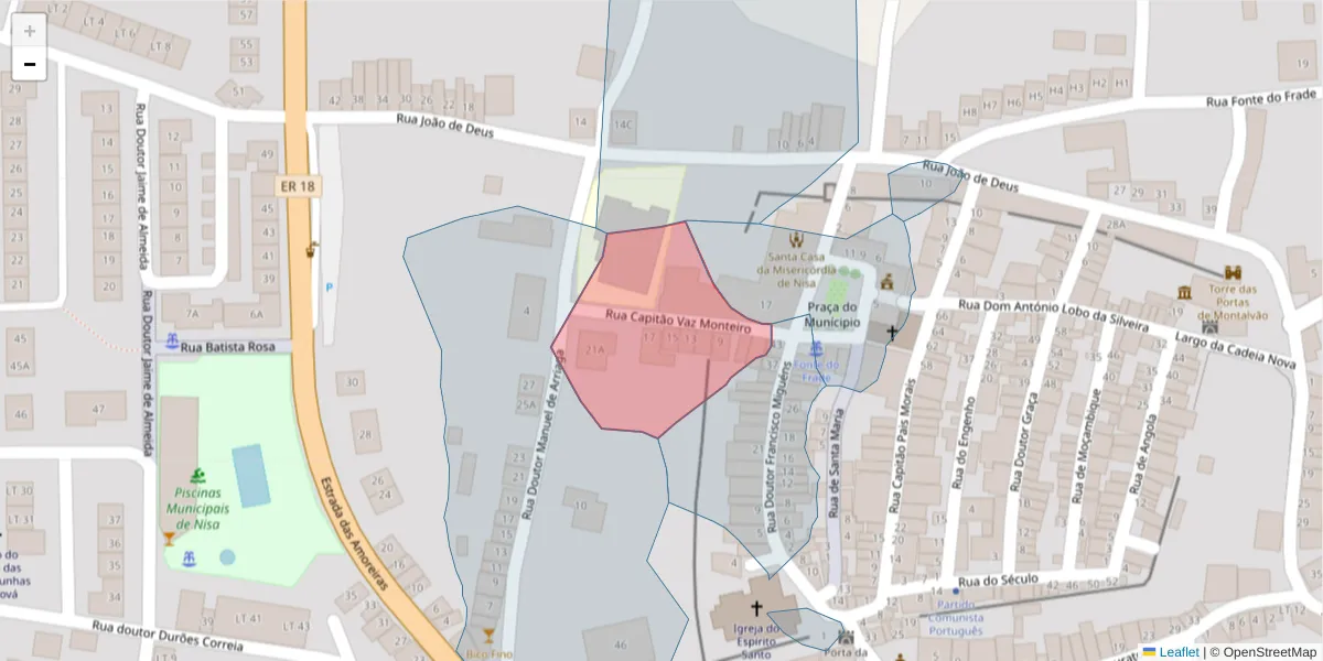 Mapa detalhado do código postal 6050-367 com limites, códigos postais vizinhos e agências dos correios