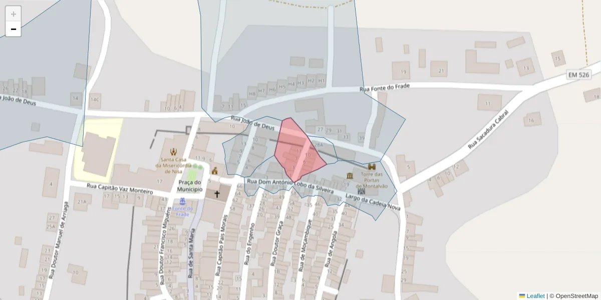 Mapa detalhado do código postal 6050-374 com limites, códigos postais vizinhos e agências dos correios
