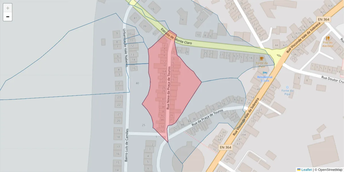 Mapa detalhado do código postal 6050-382 com limites, códigos postais vizinhos e agências dos correios