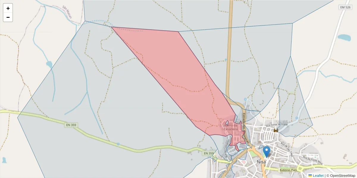 Mapa detalhado do código postal 6050-384 com limites, códigos postais vizinhos e agências dos correios