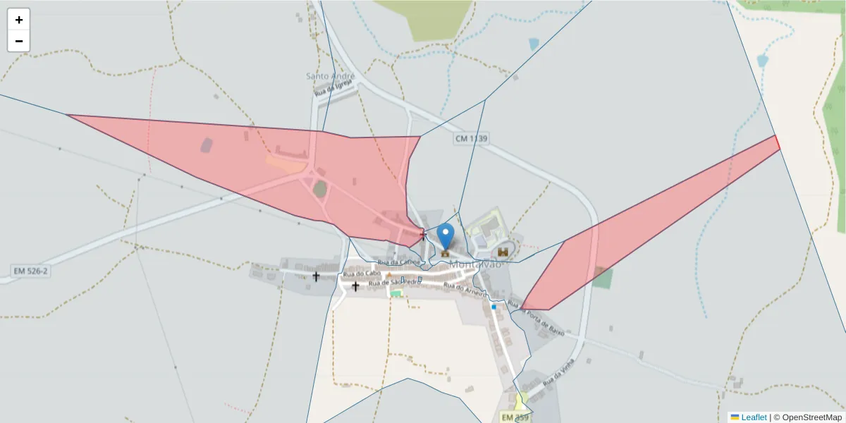 Mapa detalhado do código postal 6050-449 com limites, códigos postais vizinhos e agências dos correios