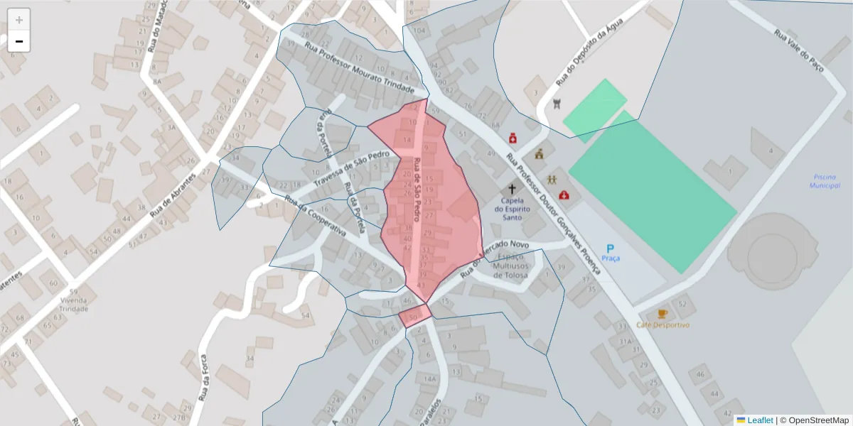Mapa detalhado do código postal 6050-509 com limites, códigos postais vizinhos e agências dos correios