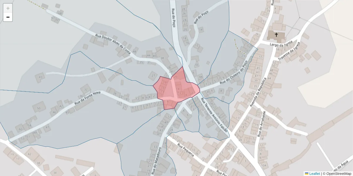 Mapa detalhado do código postal 6050-517 com limites, códigos postais vizinhos e agências dos correios