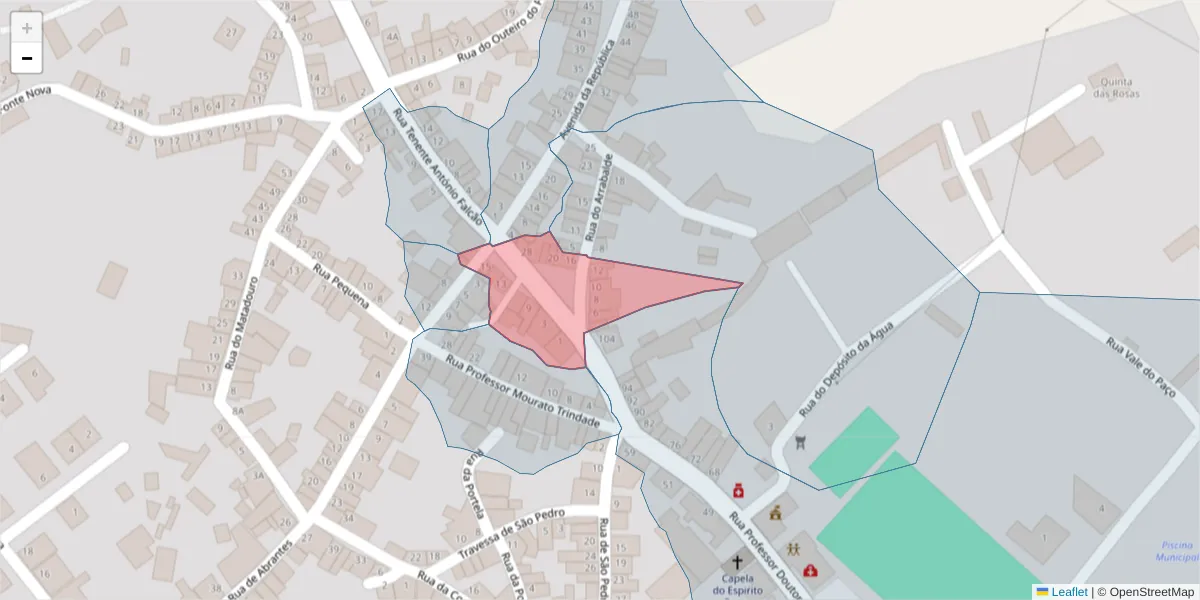 Mapa detalhado do código postal 6050-532 com limites, códigos postais vizinhos e agências dos correios