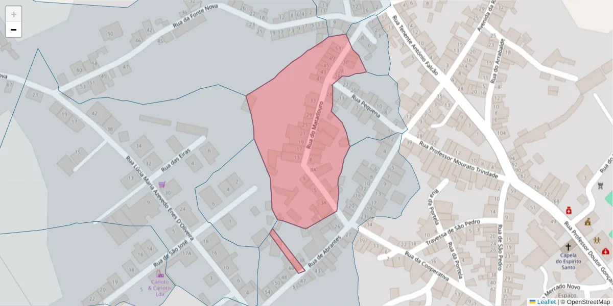 Mapa detalhado do código postal 6050-537 com limites, códigos postais vizinhos e agências dos correios