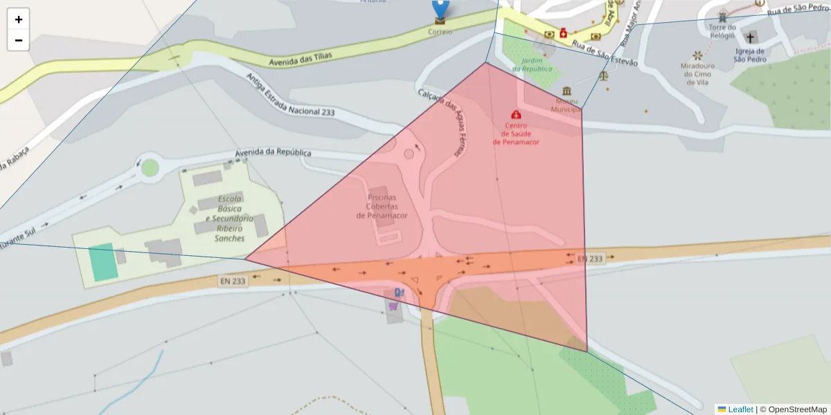 Mapa detalhado do código postal 6090-572 com limites, códigos postais vizinhos e agências dos correios