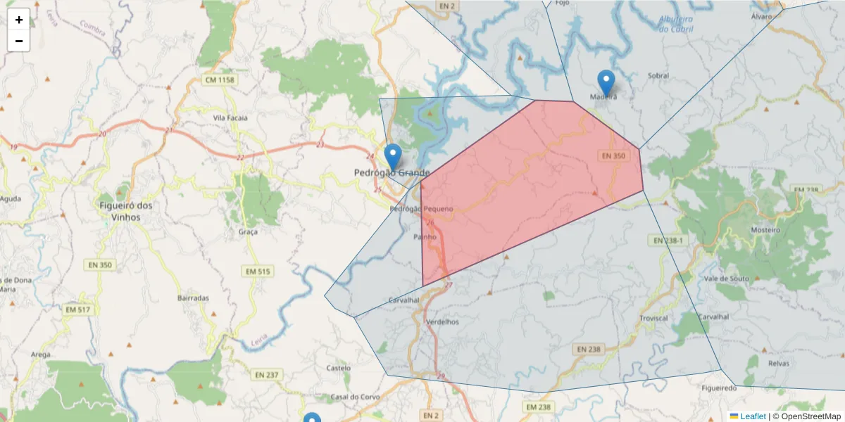 Mapa detalhado do código postal 6100-551 com limites, códigos postais vizinhos e agências dos correios