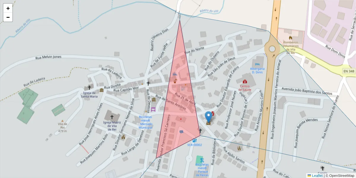 Mapa detalhado do código postal 6110-123 com limites, códigos postais vizinhos e agências dos correios