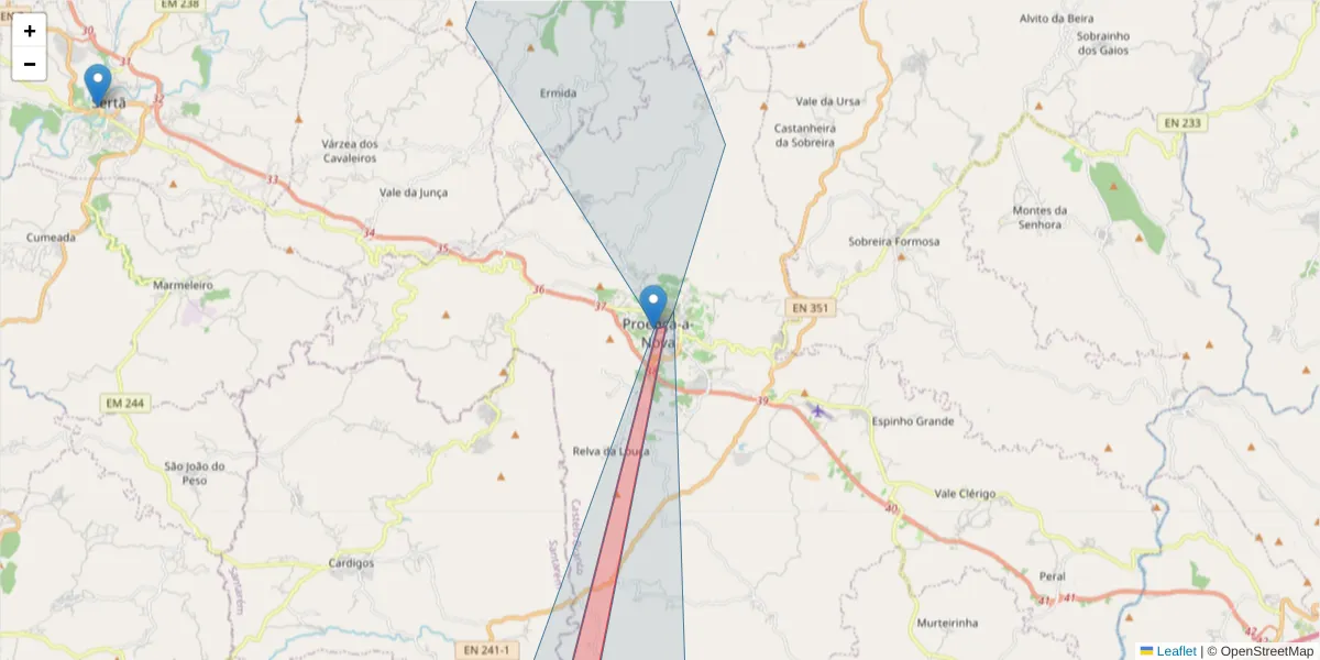 Mapa detalhado do código postal 6150-442 com limites, códigos postais vizinhos e agências dos correios