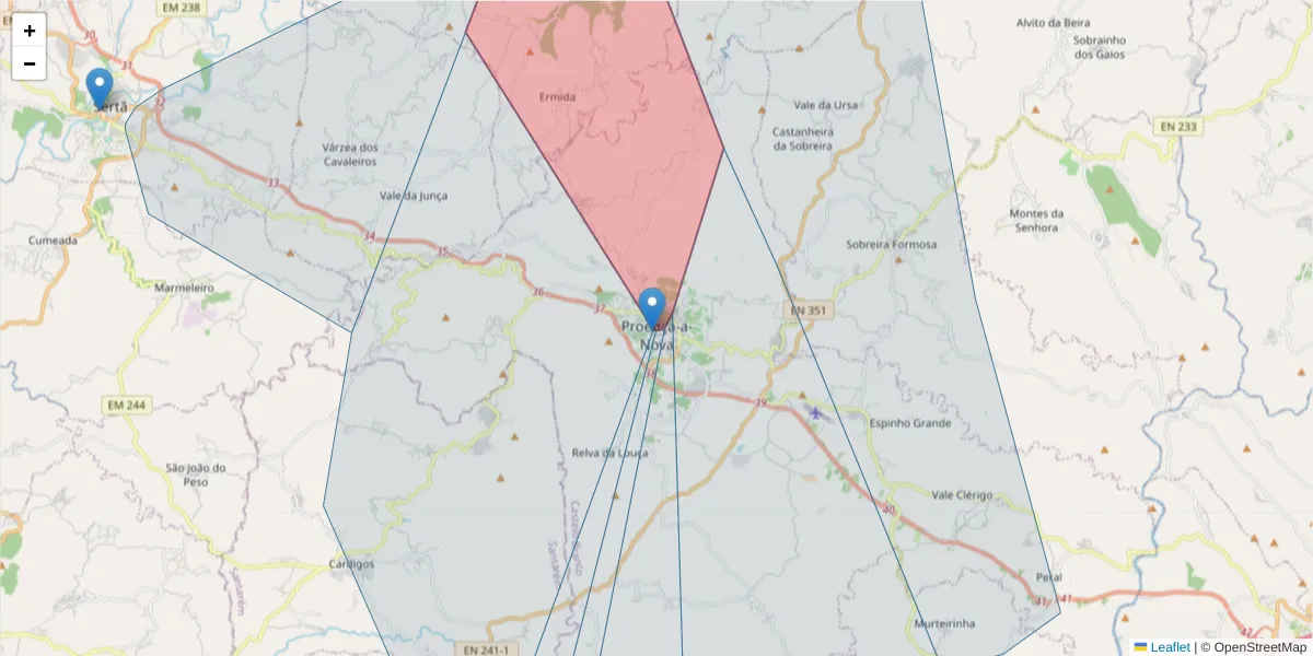 Mapa detalhado do código postal 6150-522 com limites, códigos postais vizinhos e agências dos correios