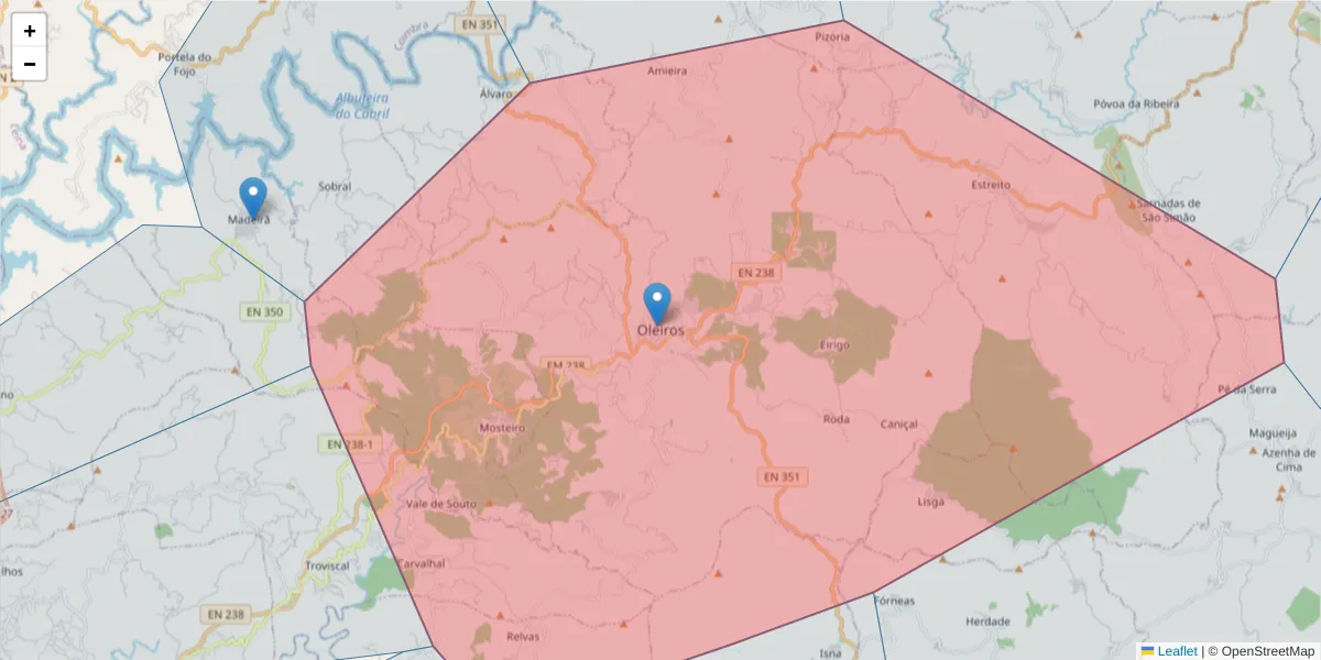 Mapa detalhado do código postal 6160-409 com limites, códigos postais vizinhos e agências dos correios