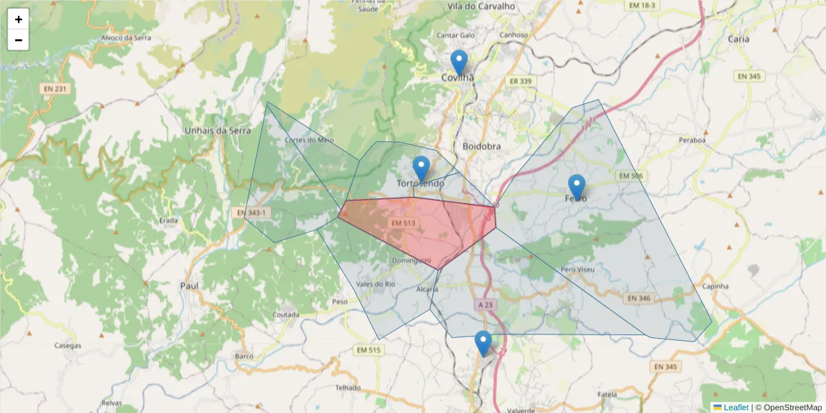 Mapa detalhado do código postal 6200-789 com limites, códigos postais vizinhos e agências dos correios