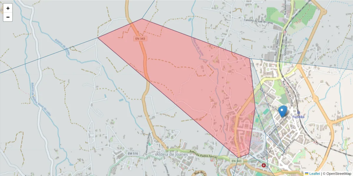 Mapa detalhado do código postal 6230-216 com limites, códigos postais vizinhos e agências dos correios