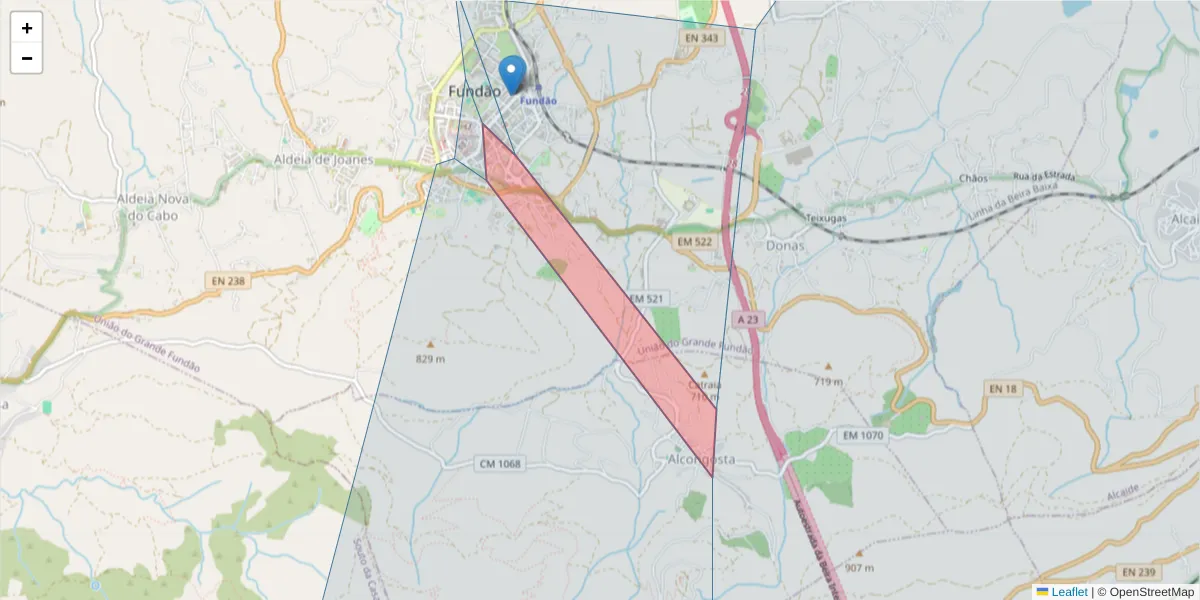 Mapa detalhado do código postal 6230-341 com limites, códigos postais vizinhos e agências dos correios