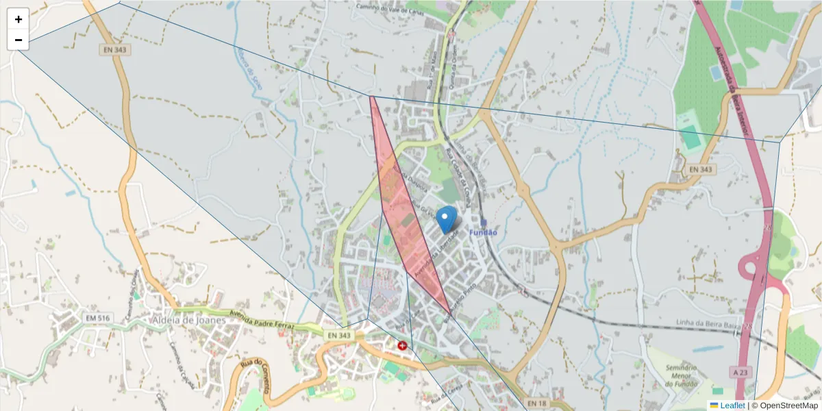 Mapa detalhado do código postal 6230-406 com limites, códigos postais vizinhos e agências dos correios