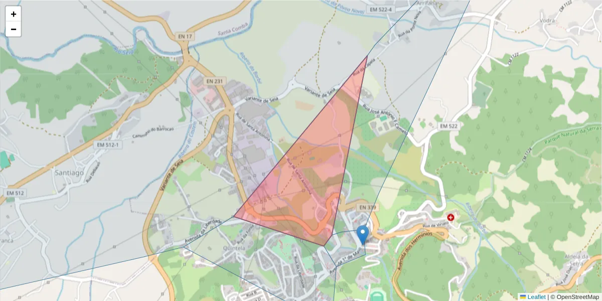 Mapa detalhado do código postal 6270-481 com limites, códigos postais vizinhos e agências dos correios