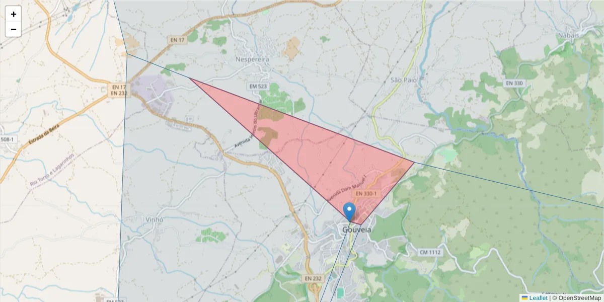 Mapa detalhado do código postal 6290-541 com limites, códigos postais vizinhos e agências dos correios