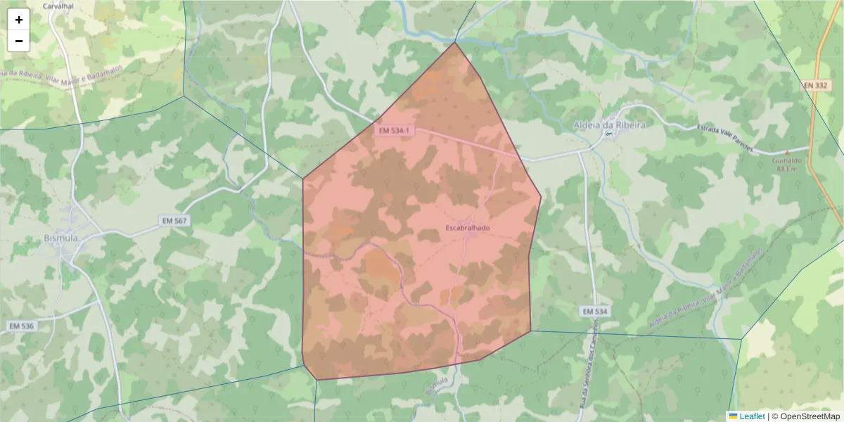 Mapa detalhado do código postal 6320-043 com limites, códigos postais vizinhos e agências dos correios
