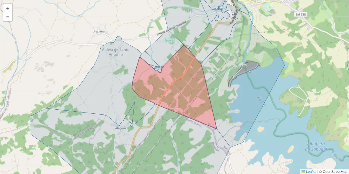 Mapa detalhado do código postal 6320-053 com limites, códigos postais vizinhos e agências dos correios