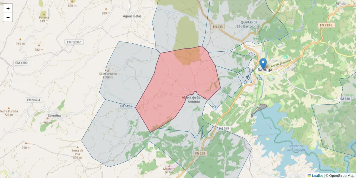 Mapa detalhado do código postal 6320-054 com limites, códigos postais vizinhos e agências dos correios
