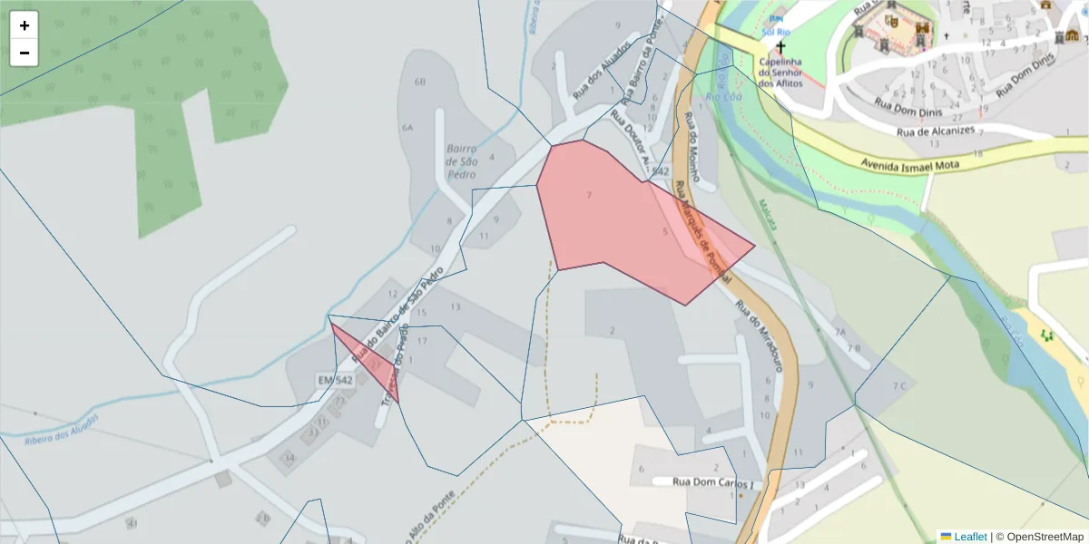 Mapa detalhado do código postal 6320-058 com limites, códigos postais vizinhos e agências dos correios