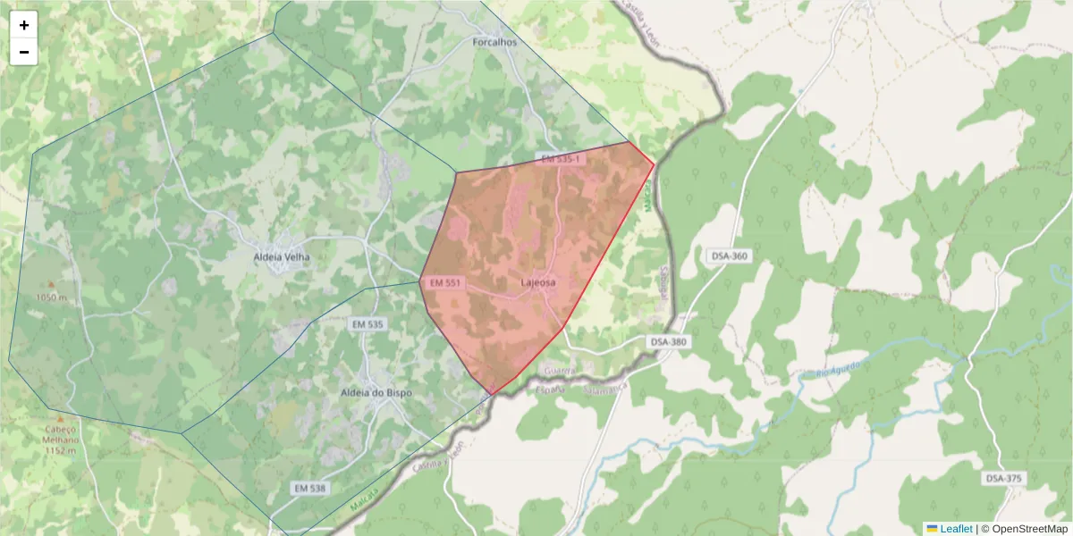 Mapa detalhado do código postal 6320-161 com limites, códigos postais vizinhos e agências dos correios