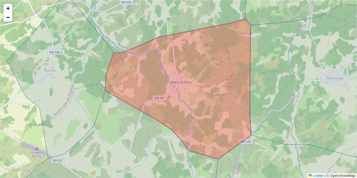 Mapa detalhado do código postal 6320-211 com limites, códigos postais vizinhos e agências dos correios