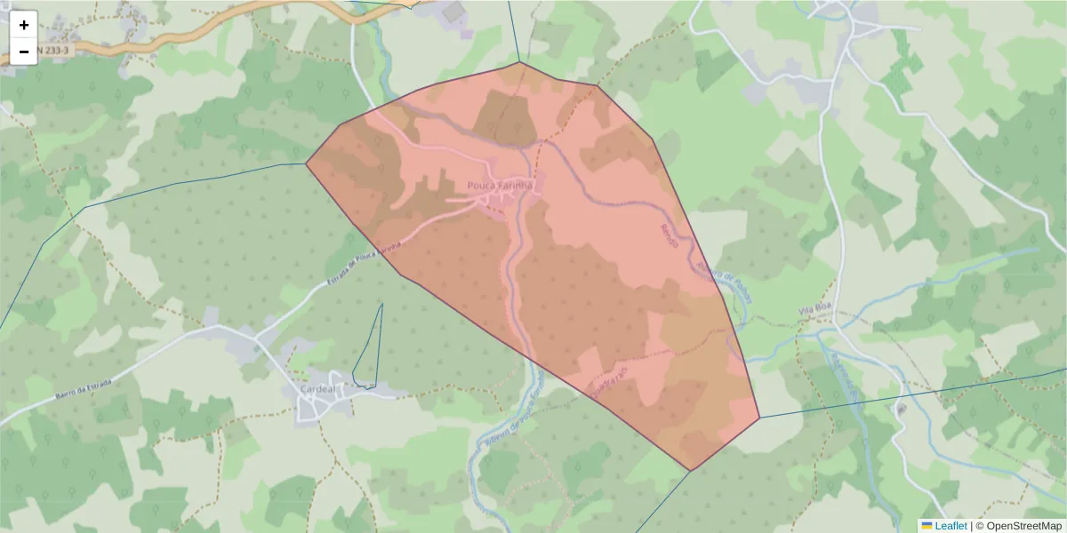 Mapa detalhado do código postal 6320-282 com limites, códigos postais vizinhos e agências dos correios