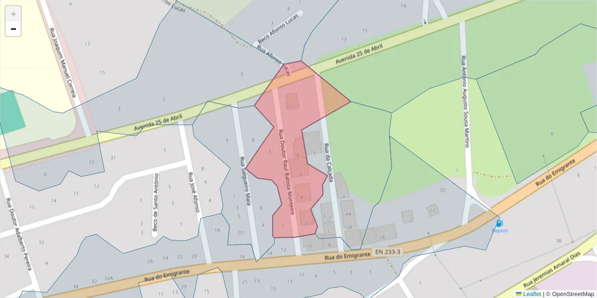 Mapa detalhado do código postal 6320-324 com limites, códigos postais vizinhos e agências dos correios