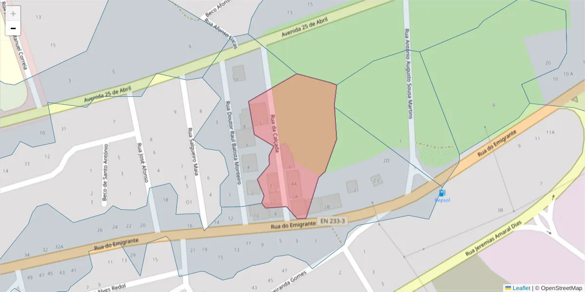 Mapa detalhado do código postal 6320-325 com limites, códigos postais vizinhos e agências dos correios