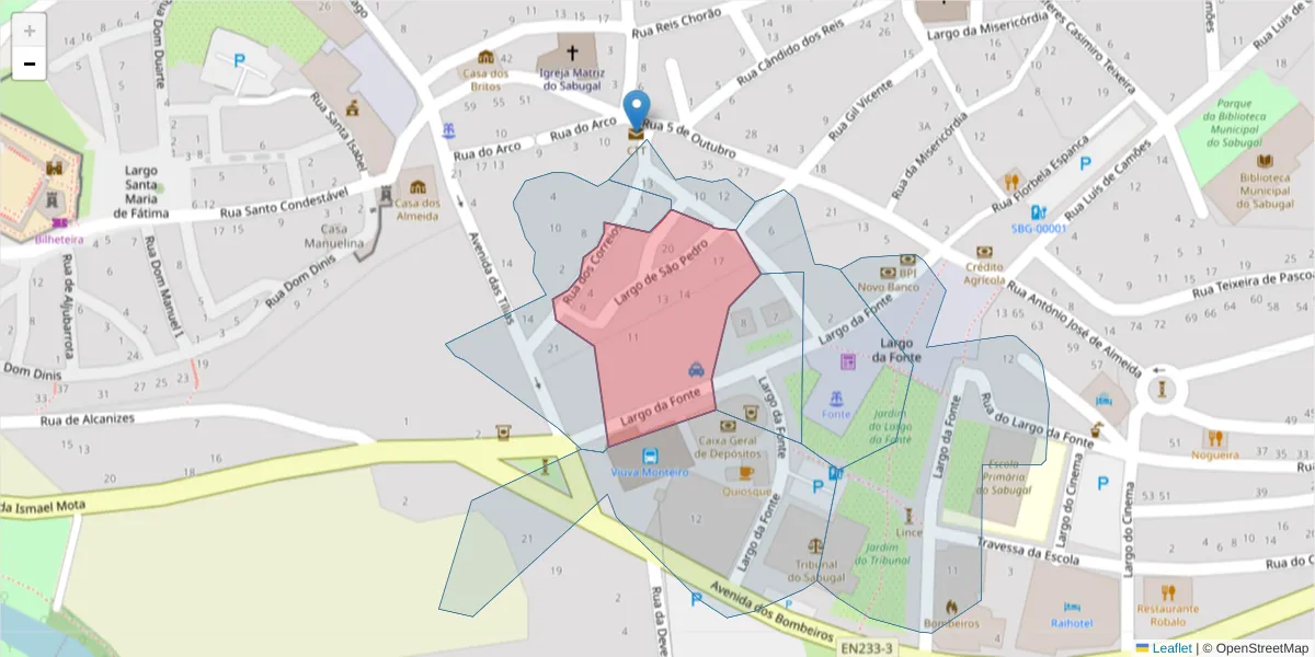 Mapa detalhado do código postal 6320-333 com limites, códigos postais vizinhos e agências dos correios