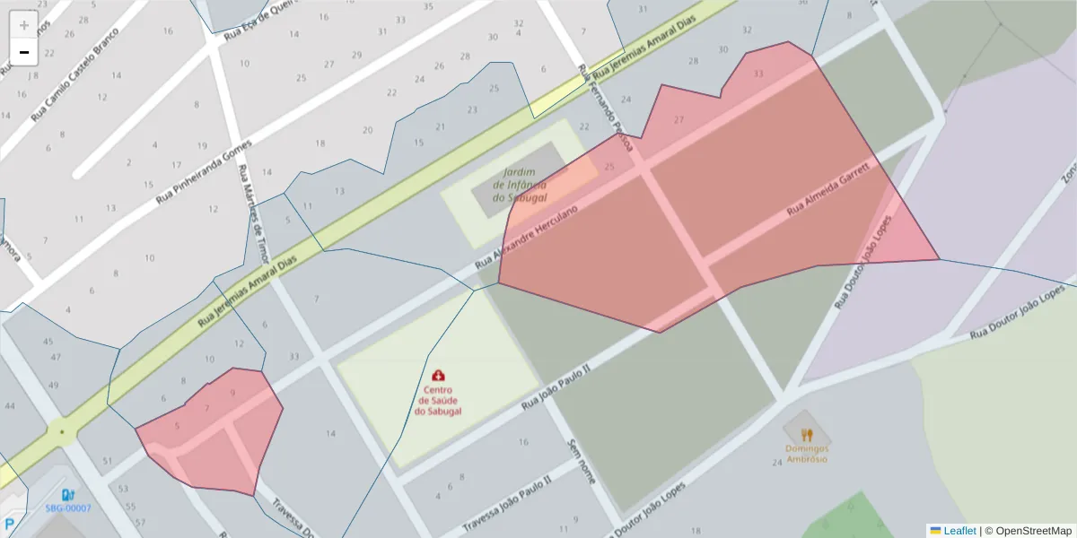 Mapa detalhado do código postal 6320-349 com limites, códigos postais vizinhos e agências dos correios
