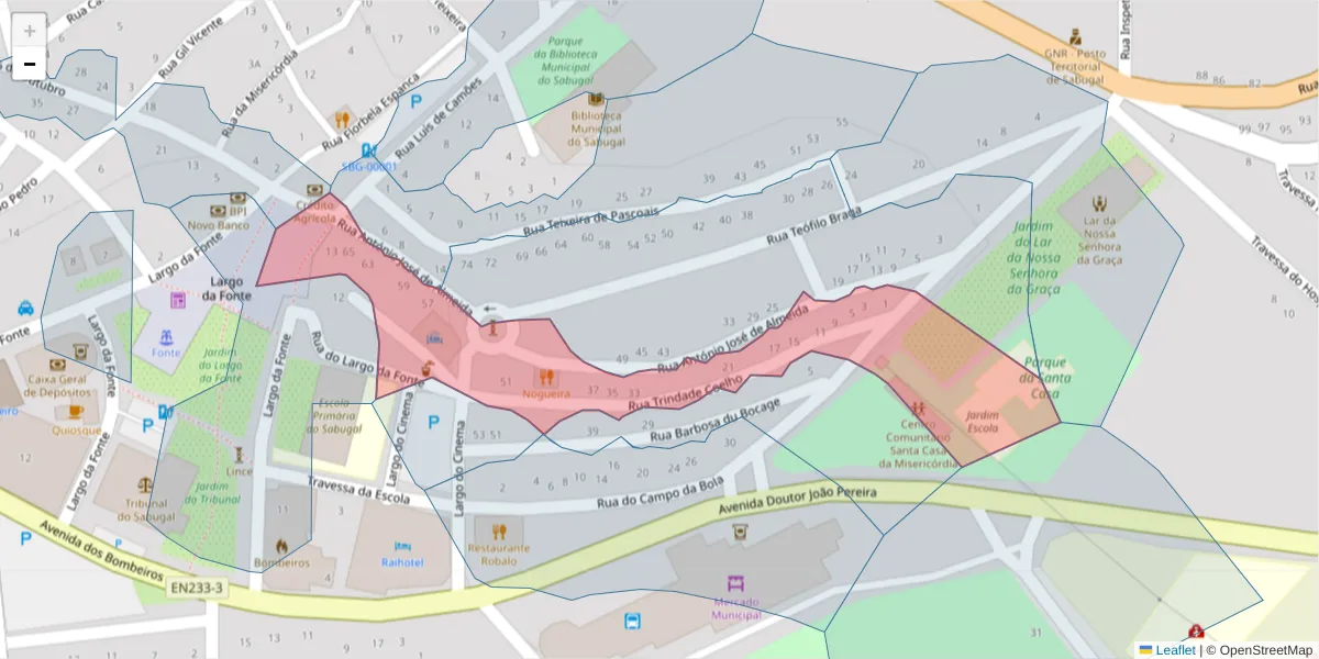Mapa detalhado do código postal 6320-354 com limites, códigos postais vizinhos e agências dos correios