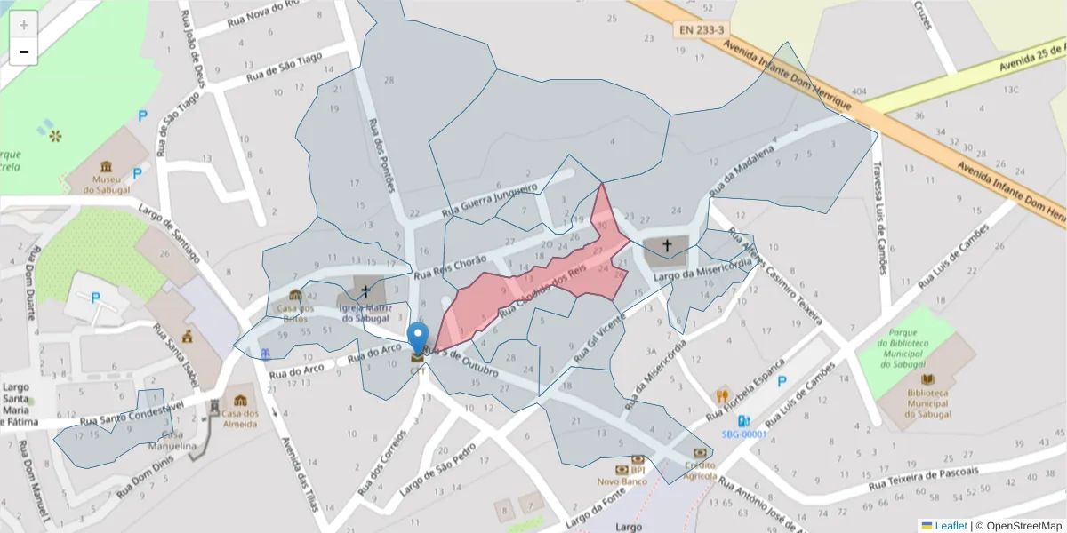 Mapa detalhado do código postal 6320-358 com limites, códigos postais vizinhos e agências dos correios