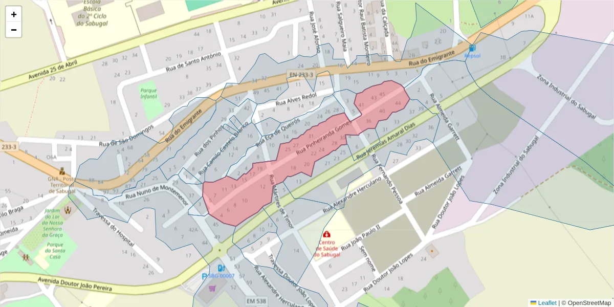 Mapa detalhado do código postal 6320-390 com limites, códigos postais vizinhos e agências dos correios