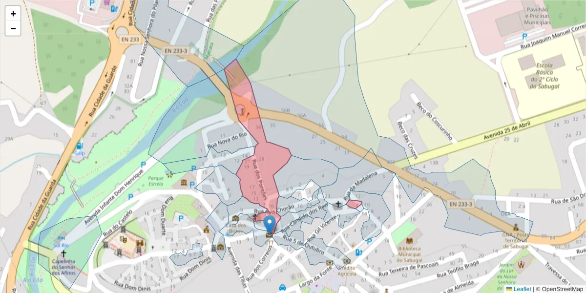 Mapa detalhado do código postal 6320-392 com limites, códigos postais vizinhos e agências dos correios