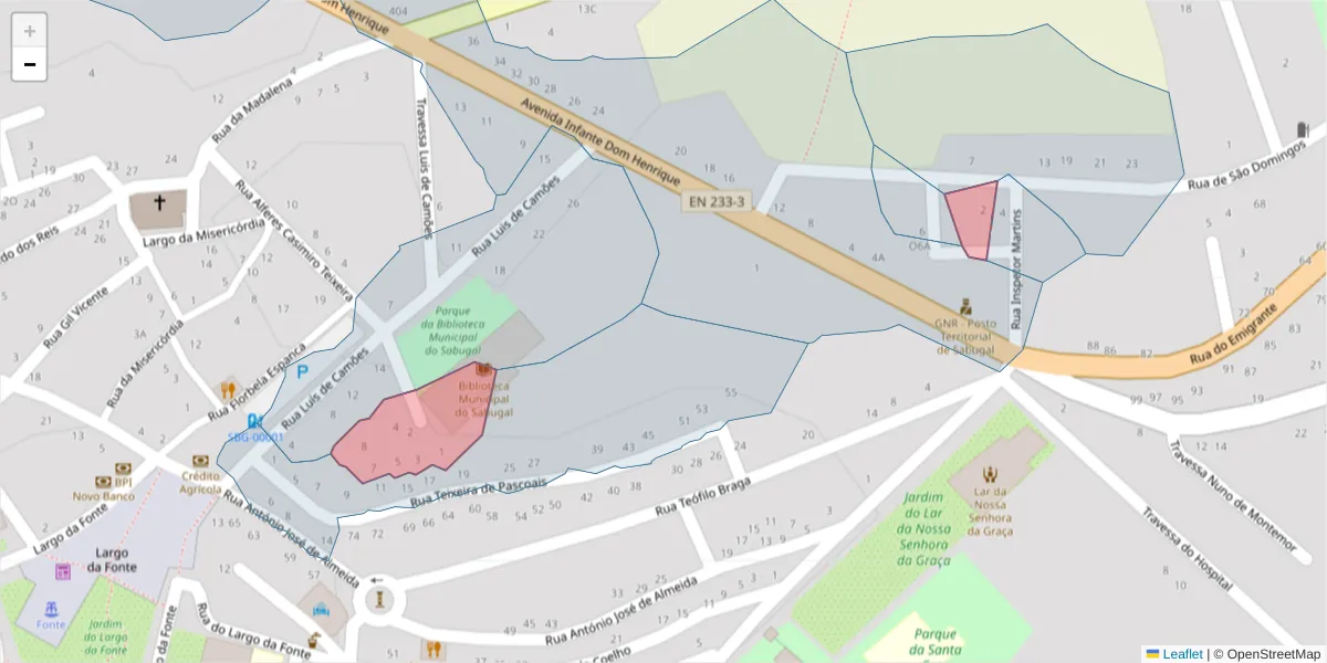 Mapa detalhado do código postal 6320-411 com limites, códigos postais vizinhos e agências dos correios