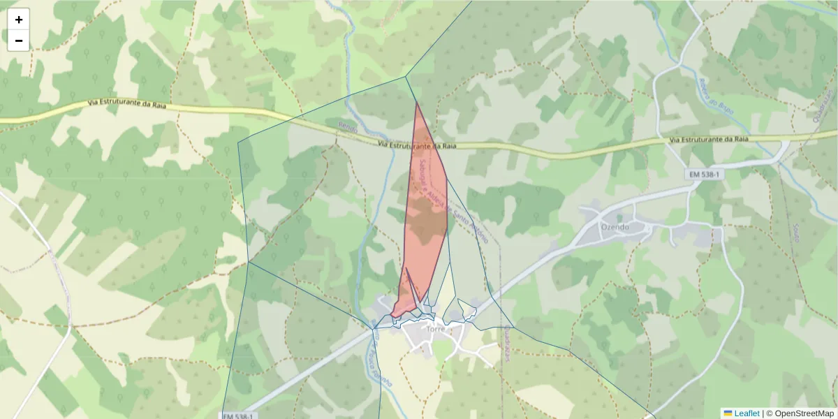 Mapa detalhado do código postal 6320-486 com limites, códigos postais vizinhos e agências dos correios
