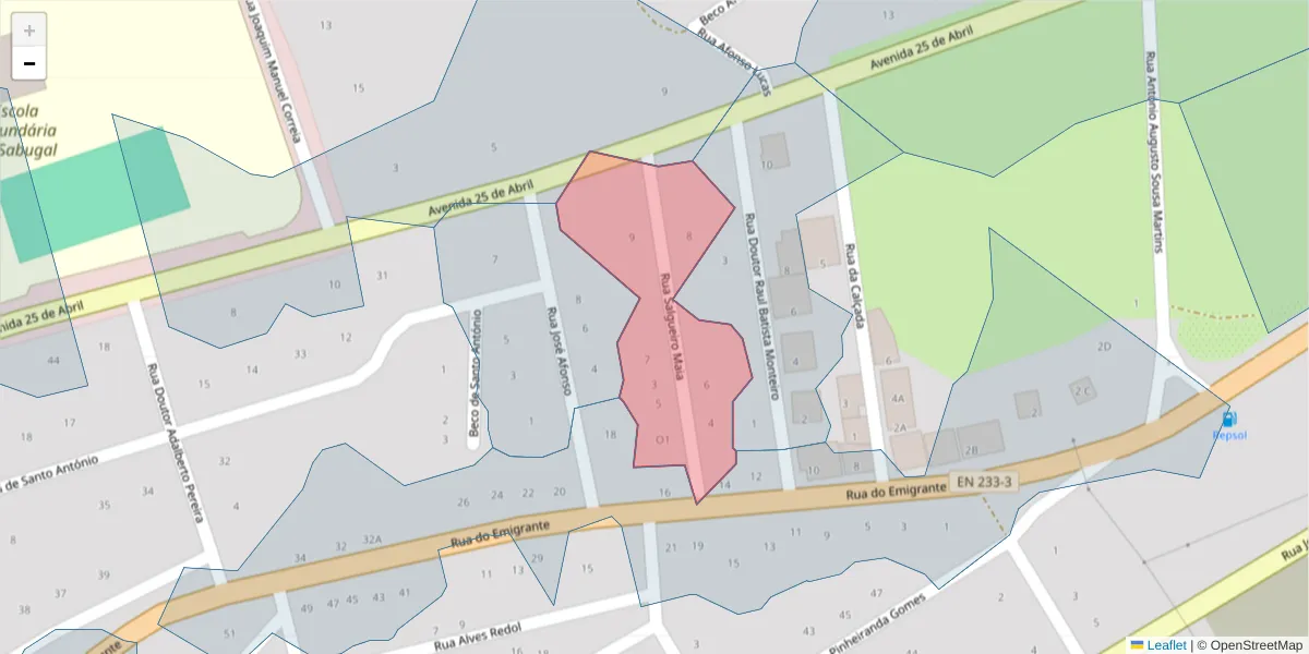 Mapa detalhado do código postal 6320-497 com limites, códigos postais vizinhos e agências dos correios