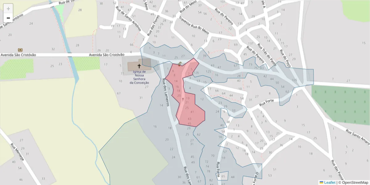 Mapa detalhado do código postal 6320-636 com limites, códigos postais vizinhos e agências dos correios