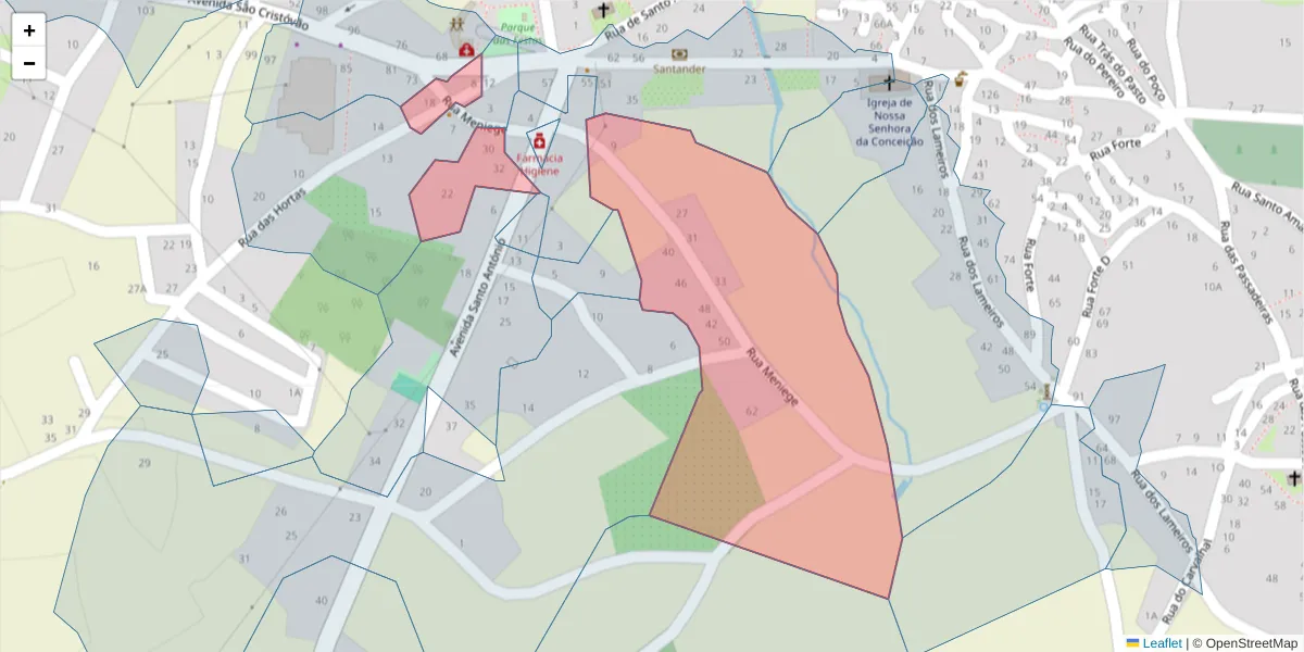 Mapa detalhado do código postal 6320-642 com limites, códigos postais vizinhos e agências dos correios