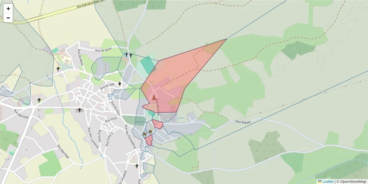 Mapa detalhado do código postal 6320-652 com limites, códigos postais vizinhos e agências dos correios