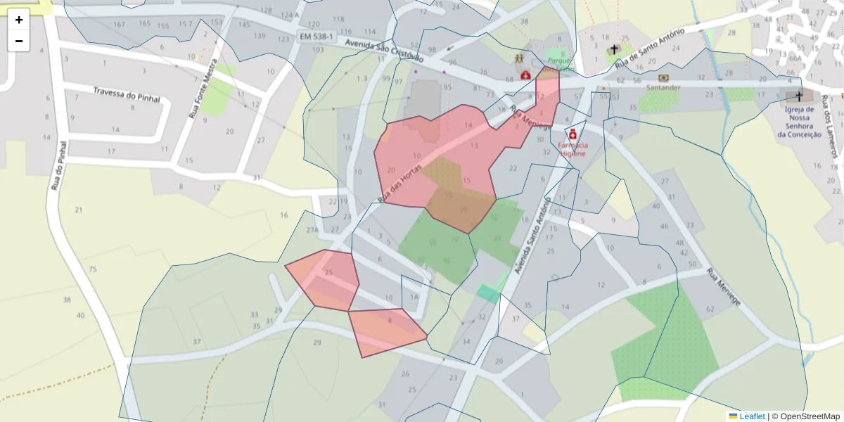 Mapa detalhado do código postal 6320-654 com limites, códigos postais vizinhos e agências dos correios