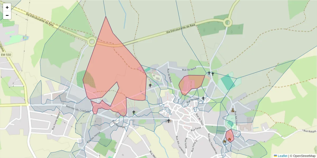 Mapa detalhado do código postal 6320-656 com limites, códigos postais vizinhos e agências dos correios